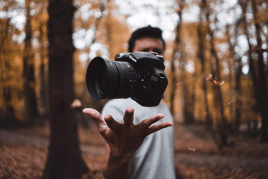 Photographer on assignment with camera